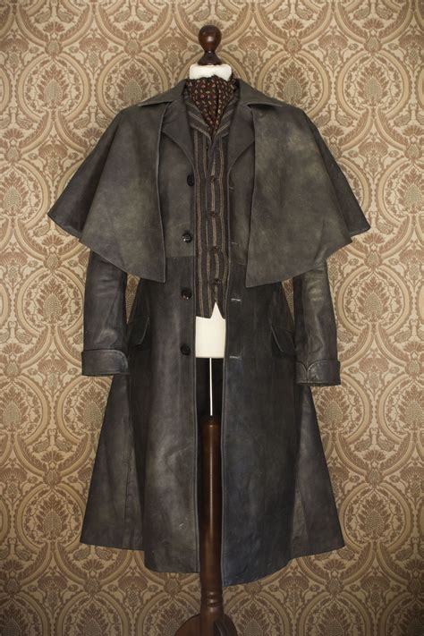 leather hunter trench coat